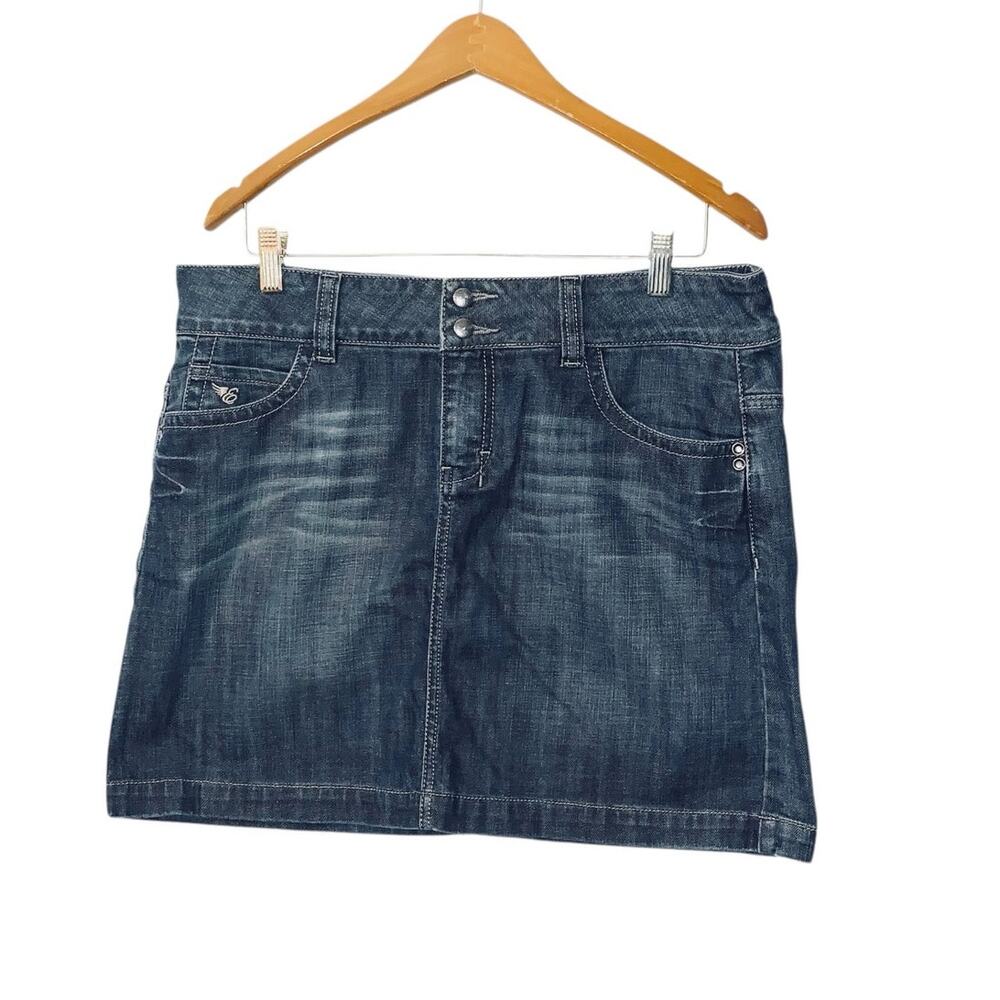 Vintage Esprit Denim Mini Skirt 94107 Distressed 1990s Y2K Women Size 14